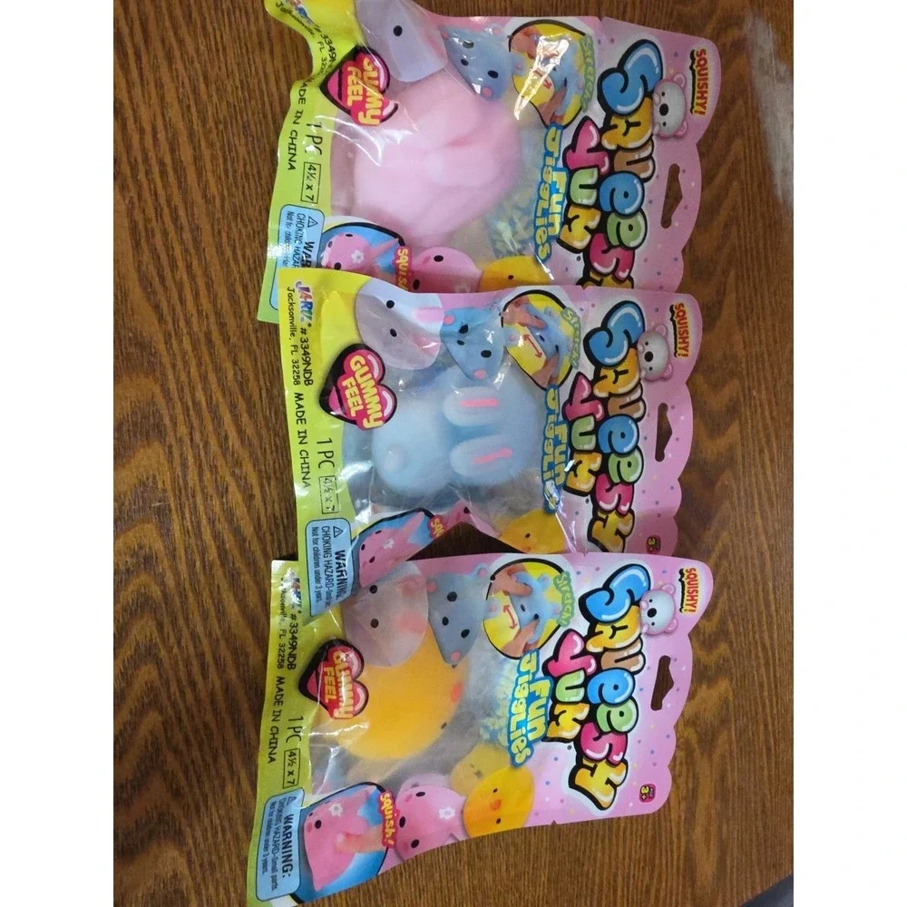 Gosh! Yum Fun Jigglies‎ Squishy Toys Yellow, Pink,blue Sensory Squeeze Lot Of 3